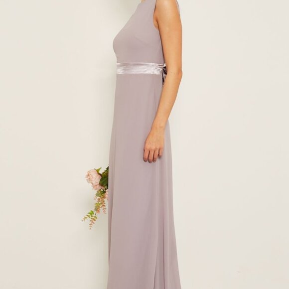 TFNC London Halannah Whisper Pink Chiffon Maxi Dress Bridesmaid Prom NWT SIZE 6 - Picture 3 of 7